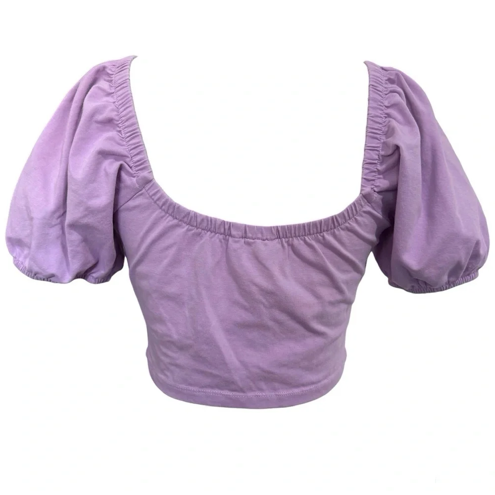 ASOS Design Lilac Puff Sleeve Crop Top Size 6